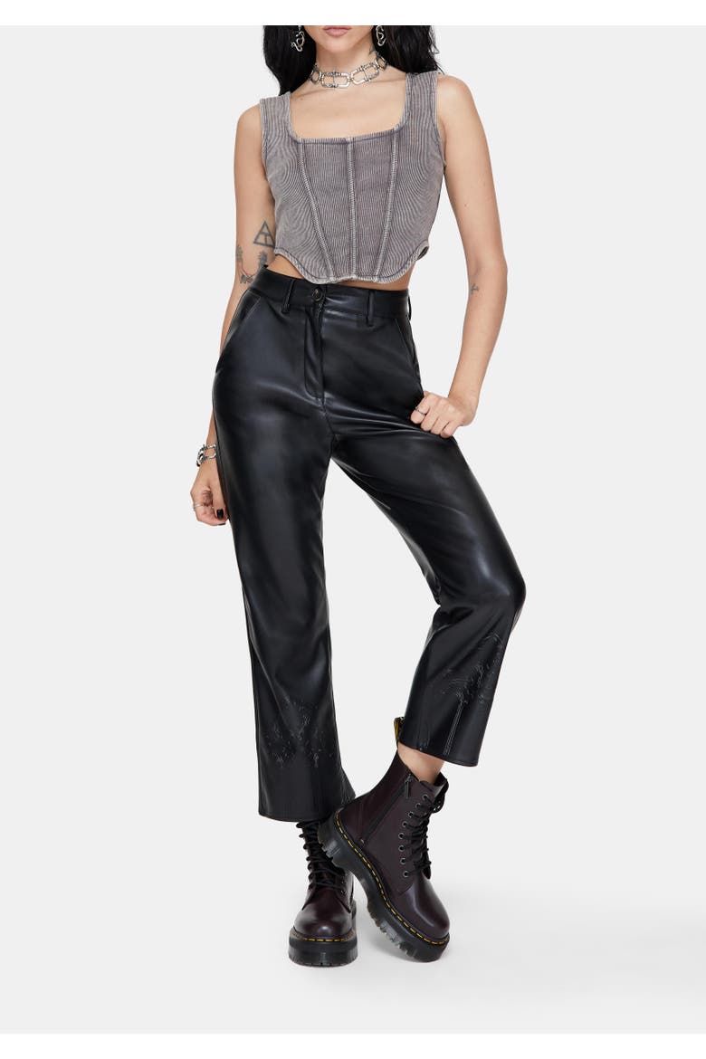 High-Rise Cropped Trousers, Alternate, color, Black