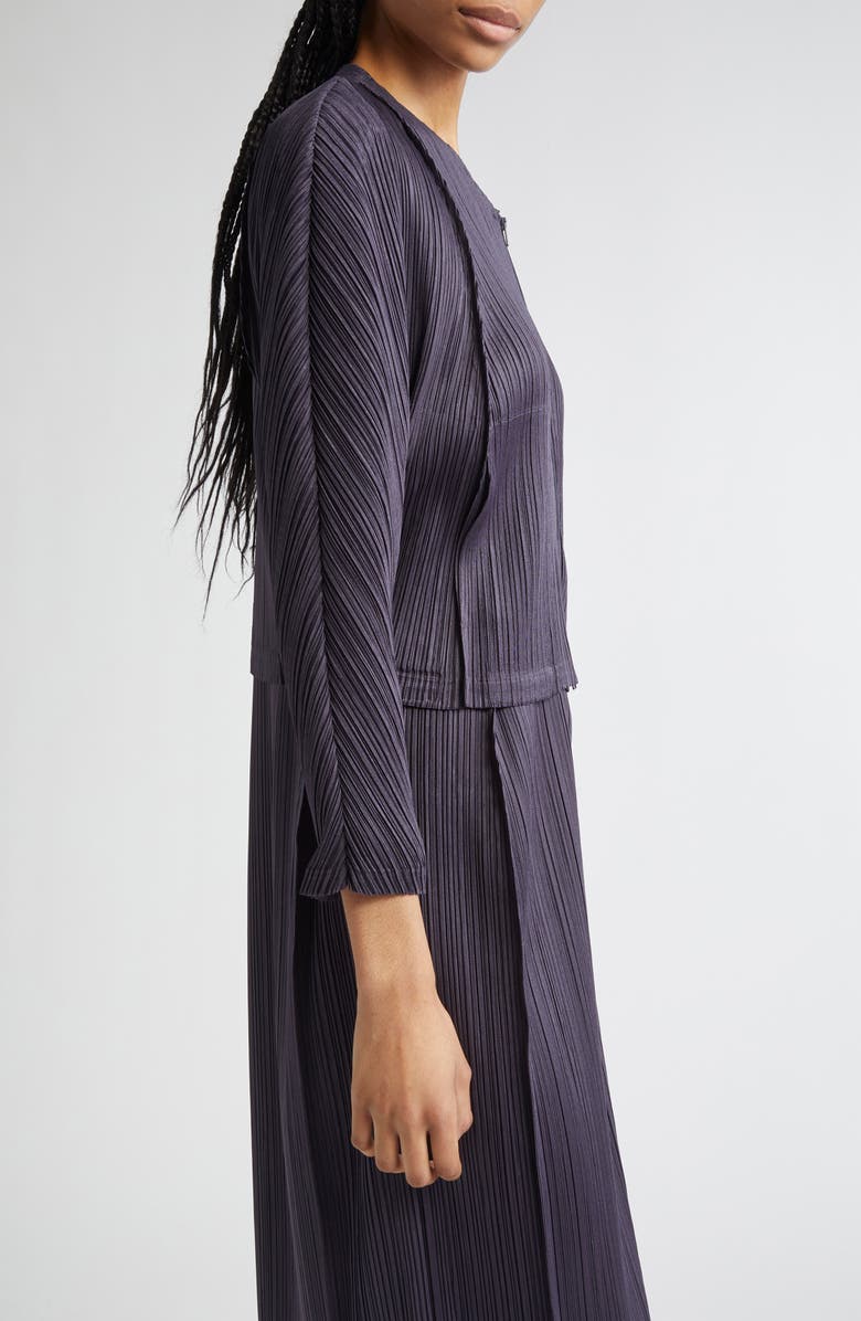 Pleats Please Issey Miyake Lantern Pleated Cardigan, Alternate, color,
