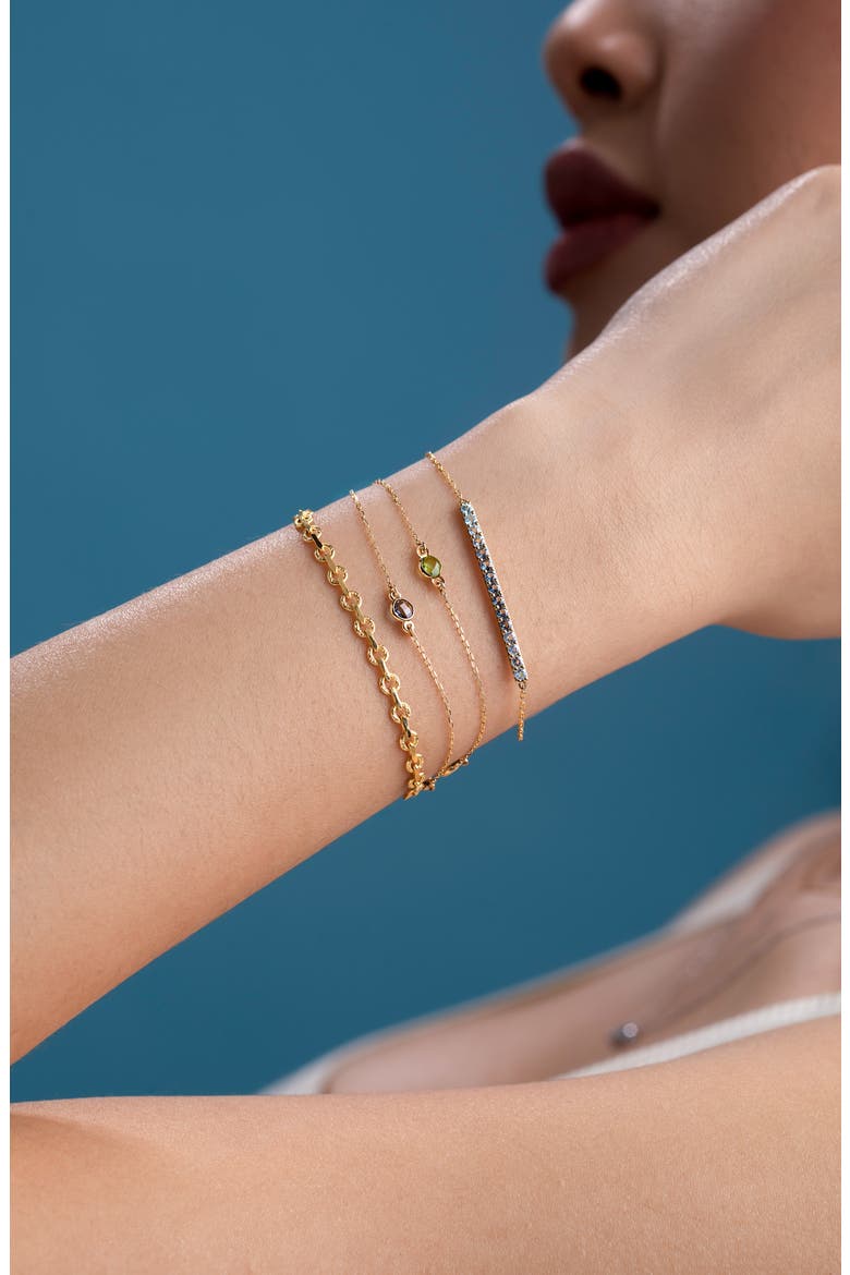14K Gold Station Bracelet, Alternate, color, 14K YELLOW GOLD BLUE TOPAZ