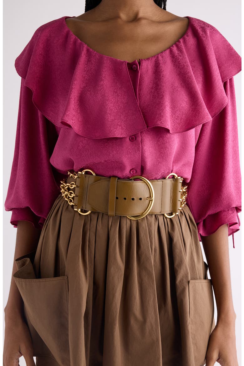 The Chloé Camera Chain & Leather Belt, Alternate, color, DARK KHAKI