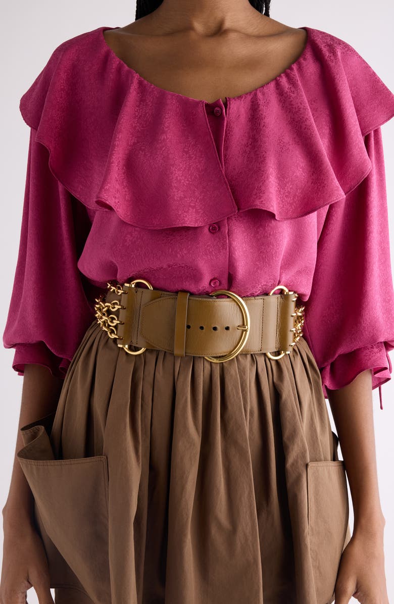Chloé The Chloé Camera Chain & Leather Belt, Alternate, color, Dark Khaki
