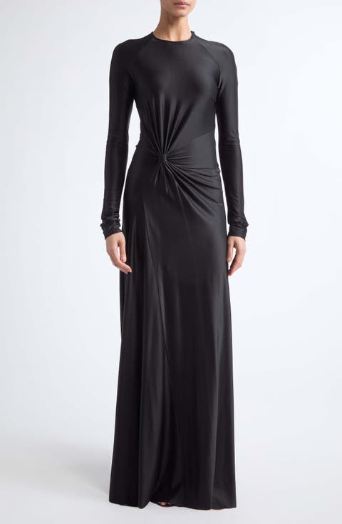 Twist Waist Long Sleeve Jersey Gown