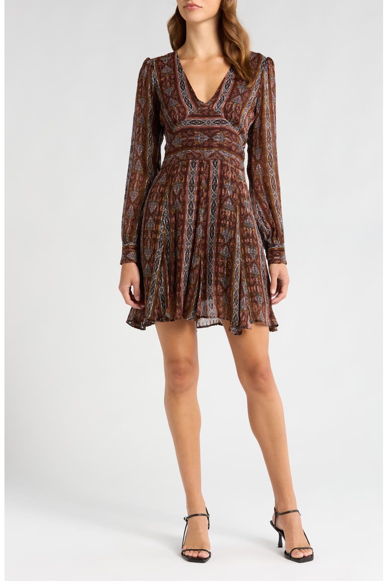 Bucatini Print Long Sleeve Silk Blend Dress, Main, color, LANDSLDMUL