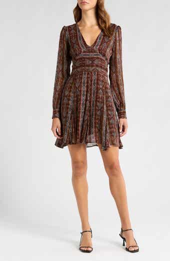 PAIGE Bucatini Print Long Sleeve Silk Blend Dress