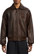 AVIREX Croc Embossed Leather Icon Jacket