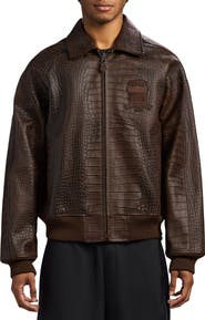 AVIREX Croc Embossed Leather Icon Jacket