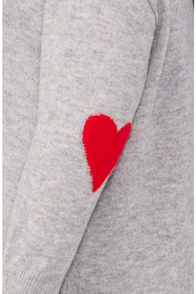 Elbow Heart Detail Crewneck Sweater, Alternate, color, LIGHT HEATHER GREY