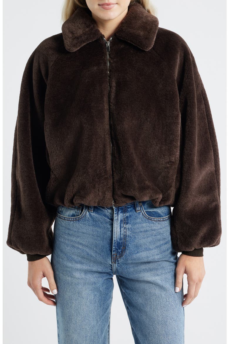 Bubble Faux Fur Bomber Jacket, Alternate, color, DARK CHOCOLATE
