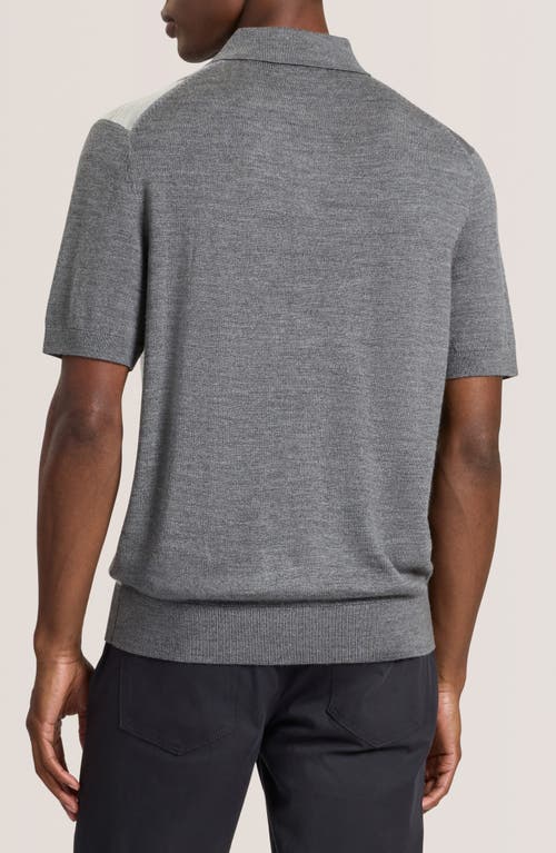 Ted Baker Intarsia Merino Wool Blend Sweater Polo In Gray