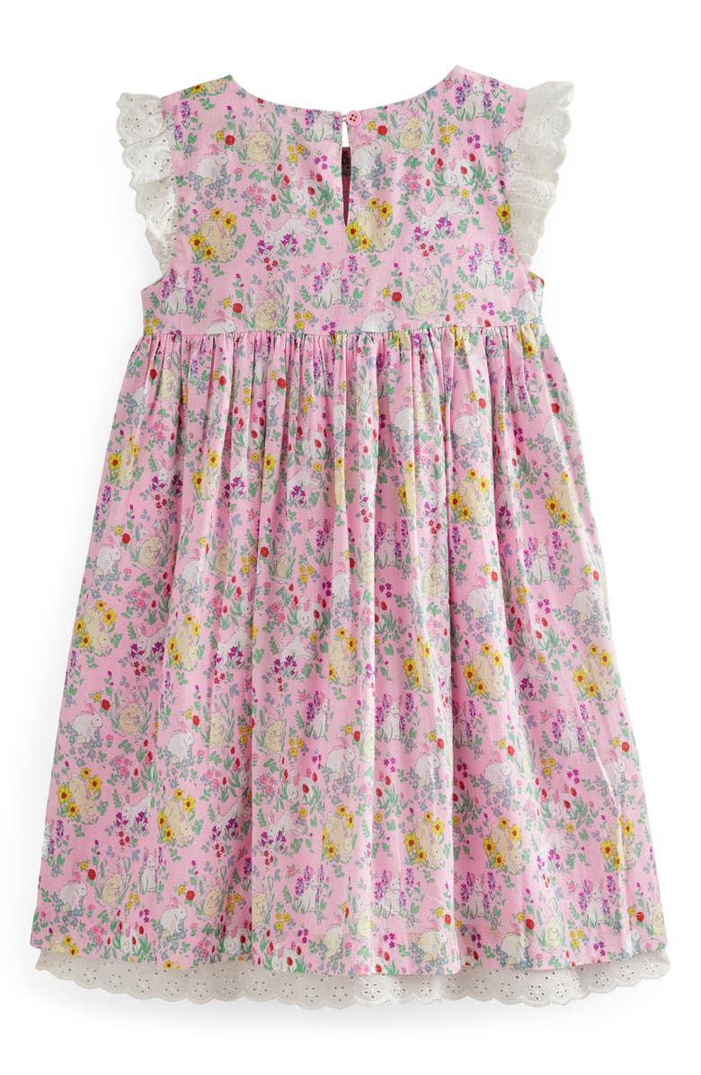 Mini Boden Kids' Bunny Print Smocked Cotton Dress, Alternate, color, 