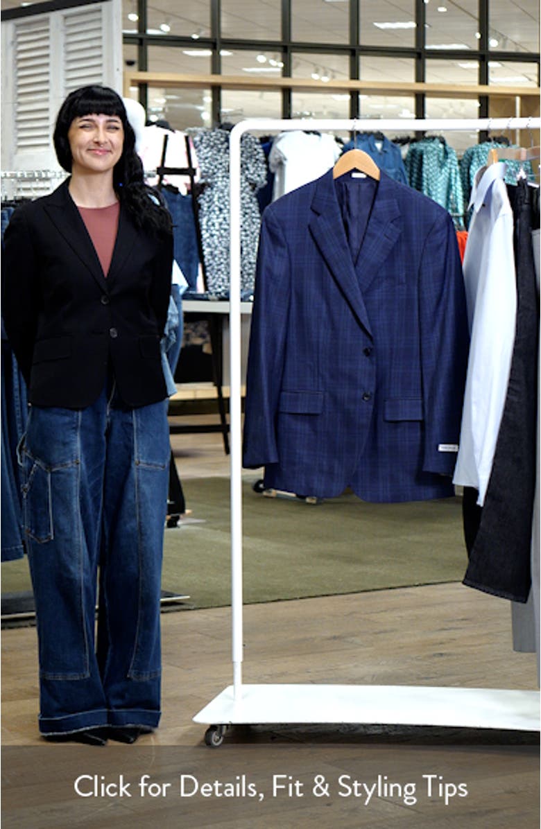 Flynn Classic Fit Blue Plaid Wool Sport Coat, sales video thumbnail