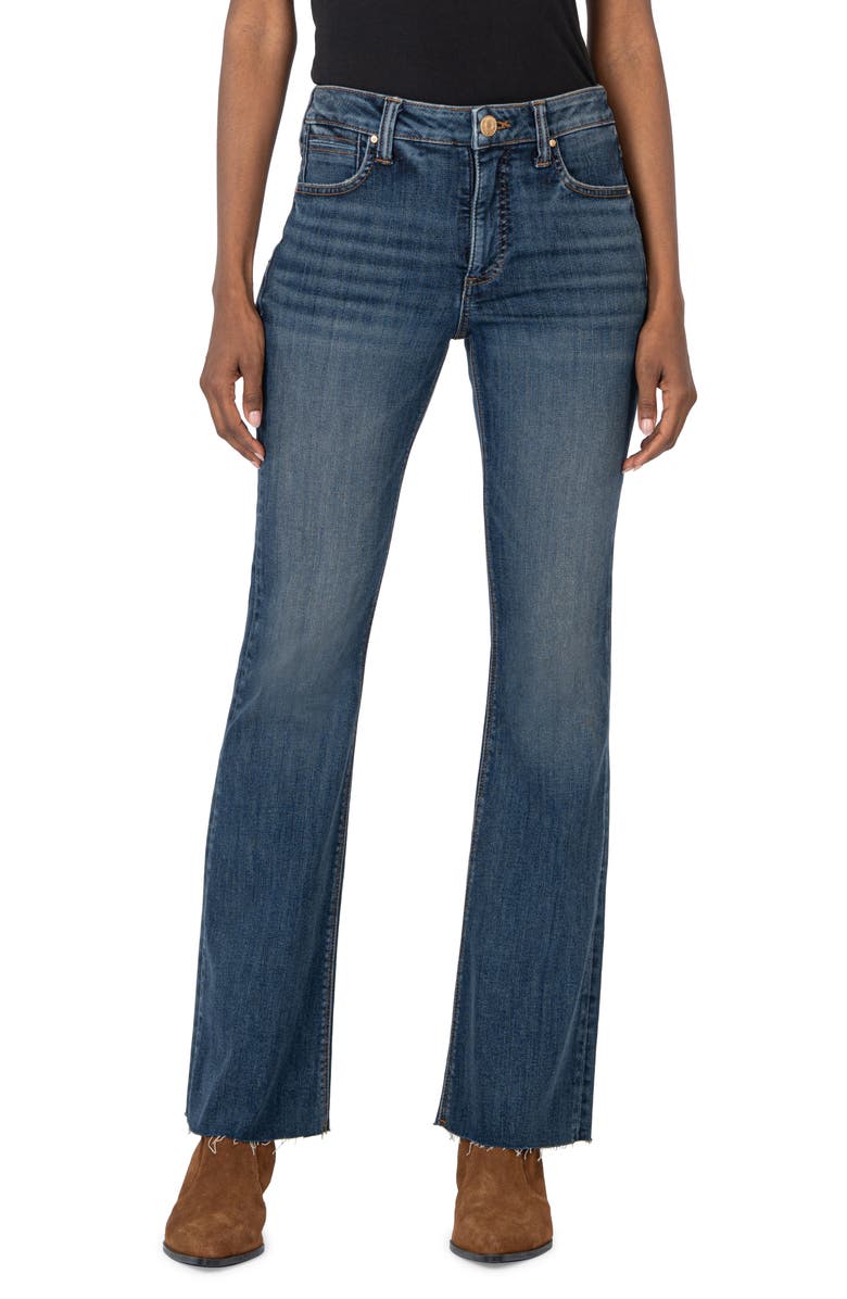 KUT from the Kloth Stella Fab Ab Raw Hem Flare Leg Jeans, Main, color, Decent W/Dk Ba