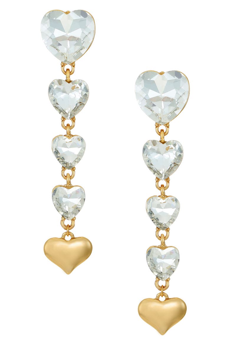 Crystal Love Drop Earrings, Main, color, GOLD