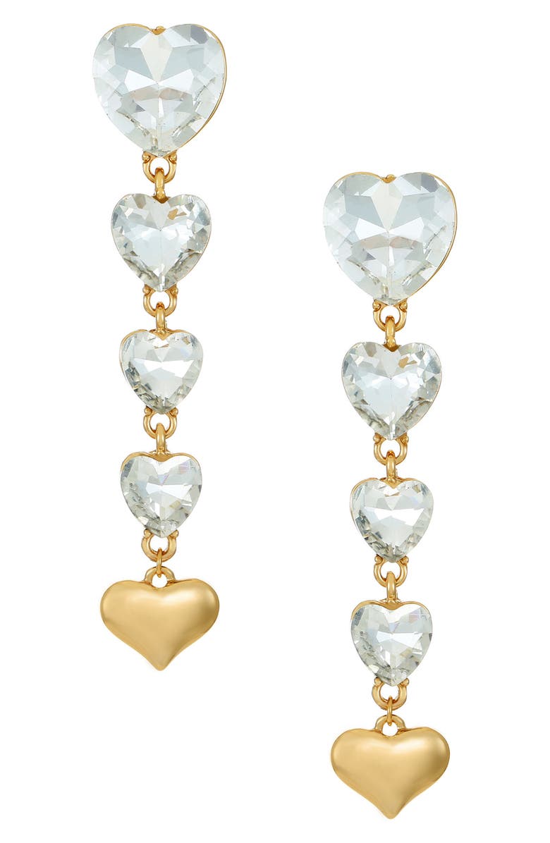 Ettika Crystal Love Drop Earrings, Main, color, Gold