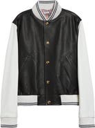Thom Browne Mixed Media Leather & Wool Bomber Jacket