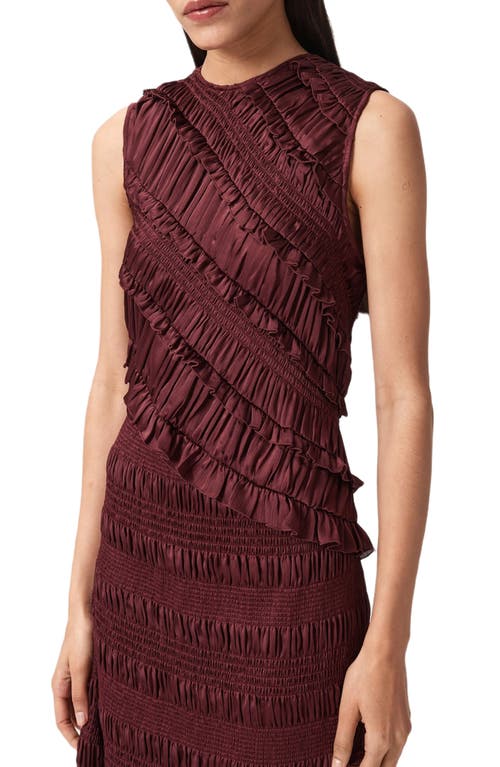 Allsaints Nyla Sleeveless Ruffle Dress In Brown