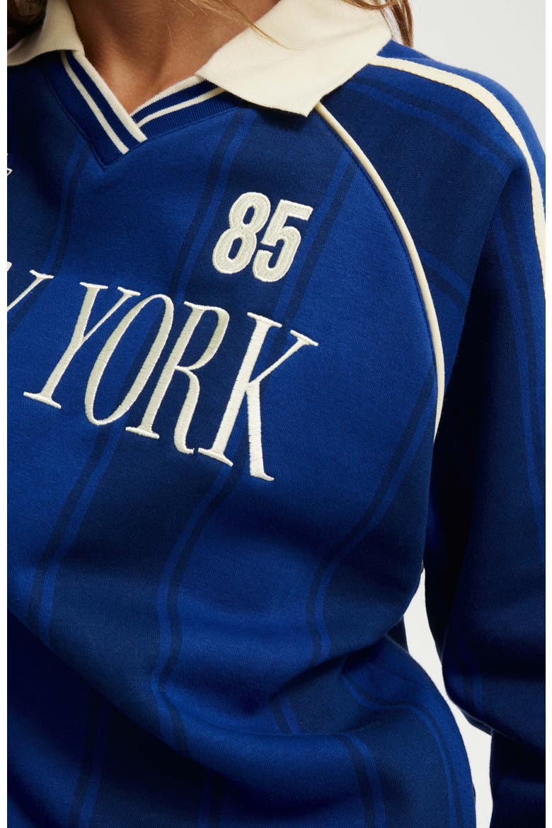 Sporty Polo Sweatshirt, Alternate, color, New York Marine Blue Lemon