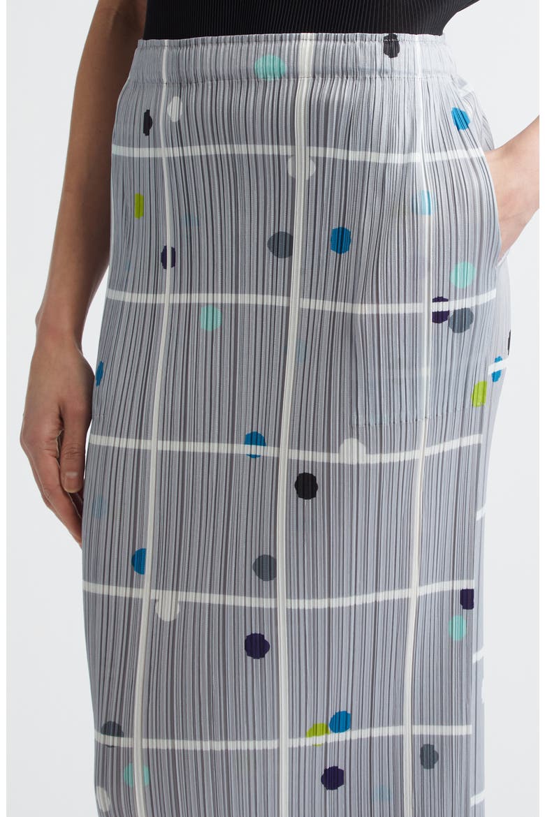 Crossing Dots Print Pleated Midi Skirt, Alternate, color, LIGHT GRAY