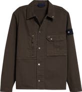 Stone Island Compass Logo Patch Denim Snap-Up Overshirt