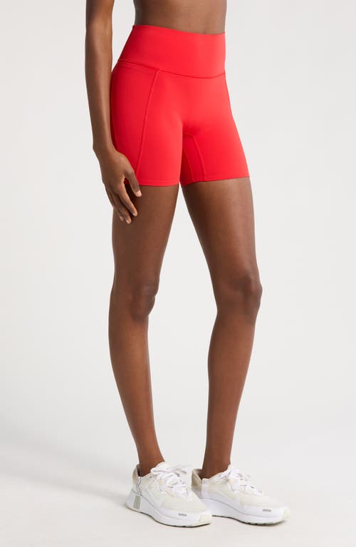 Nike Universa Dri-fit High Waist Pocket Bike Shorts In University Red