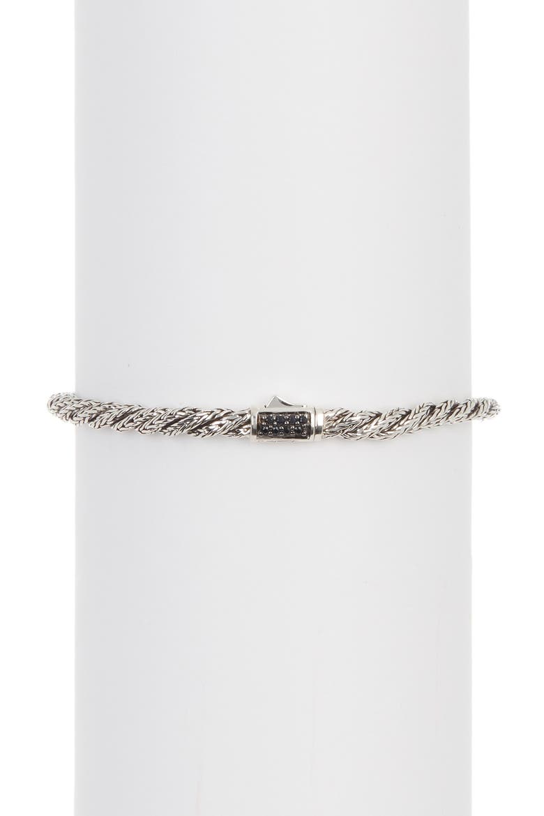 Sterling Silver Twist Chain Black Spinel Bracelet, Main, color, BLACK