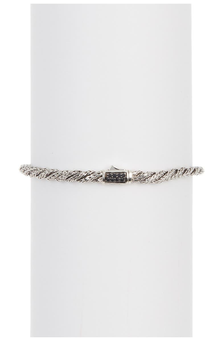 John Hardy Sterling Silver Twist Chain Black Spinel Bracelet, Main, color,