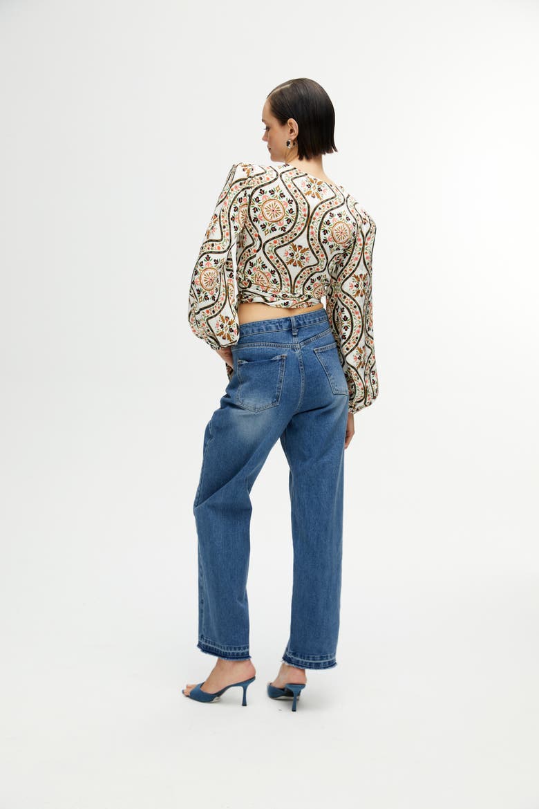 Jeans with Asymmetric Closure, Alternate, color, Blue