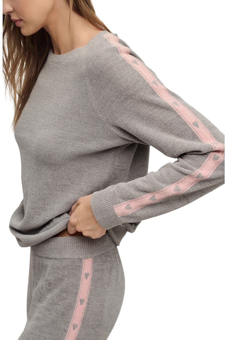 CozyChic® Ultra Lite® Heart Stripe Crewneck Lounge Top, Alternate, color, DOVE GRAY-PINK SAND