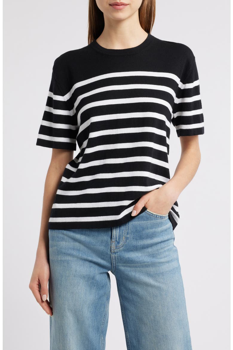 Stripe Cotton & Cashmere T-Shirt, Main, color, PARISIAN STRIPE