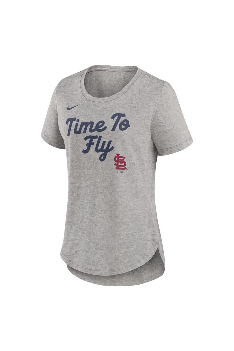 Women's Nike Heather Gray St. Louis Cardinals Script Tri-Blend T-Shirt, Alternate, color, Heather Gray