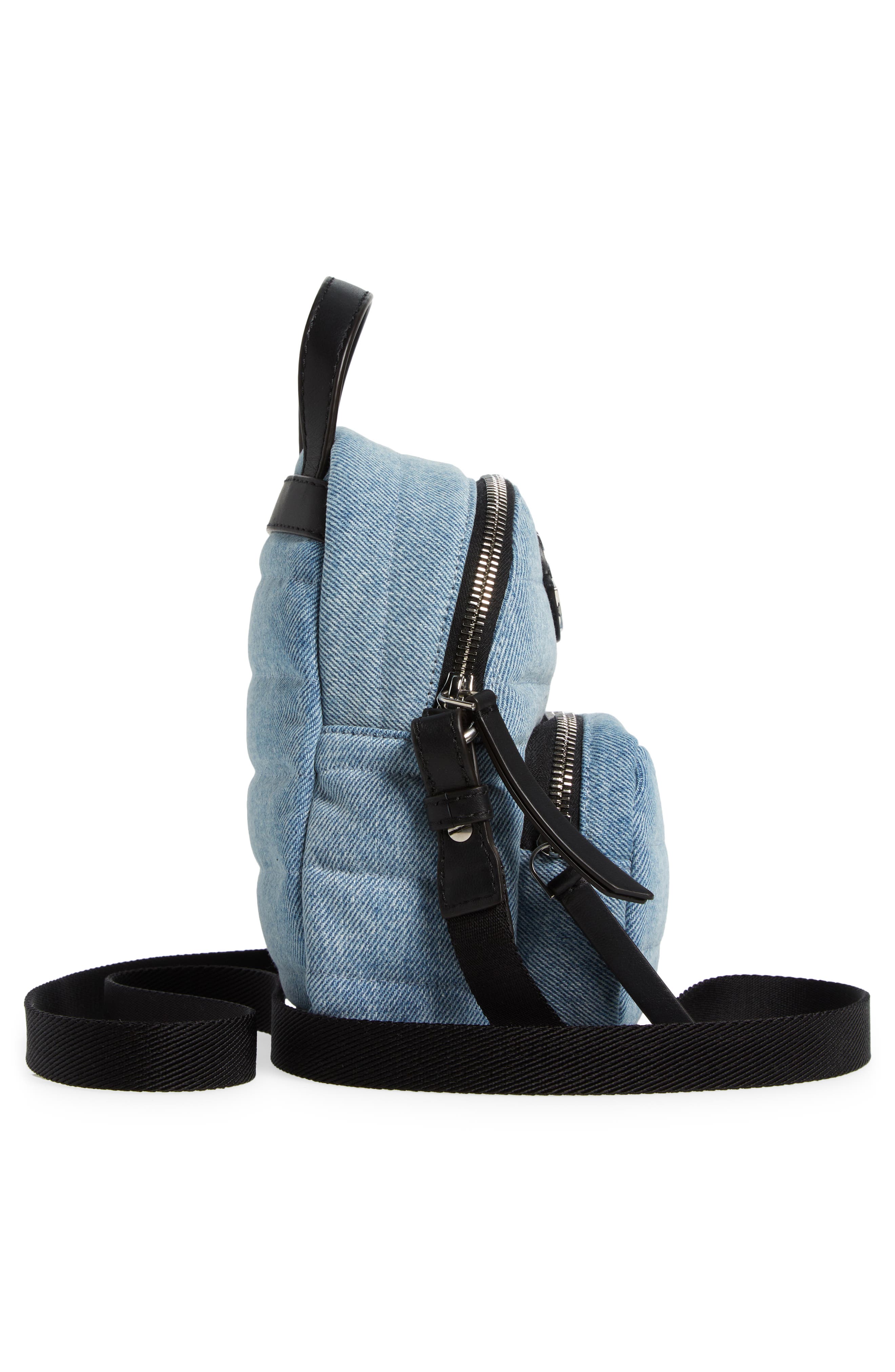 Moncler Small Kilia Quilted Denim Crossbody Bag, Alternate, color, 