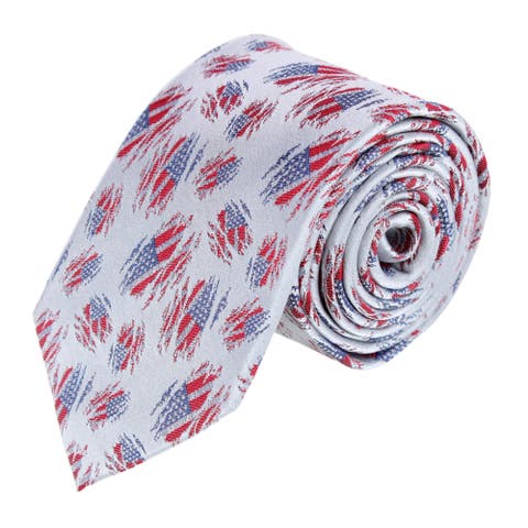 Stars & Stripes Secret Silver Silk Novelty Necktie