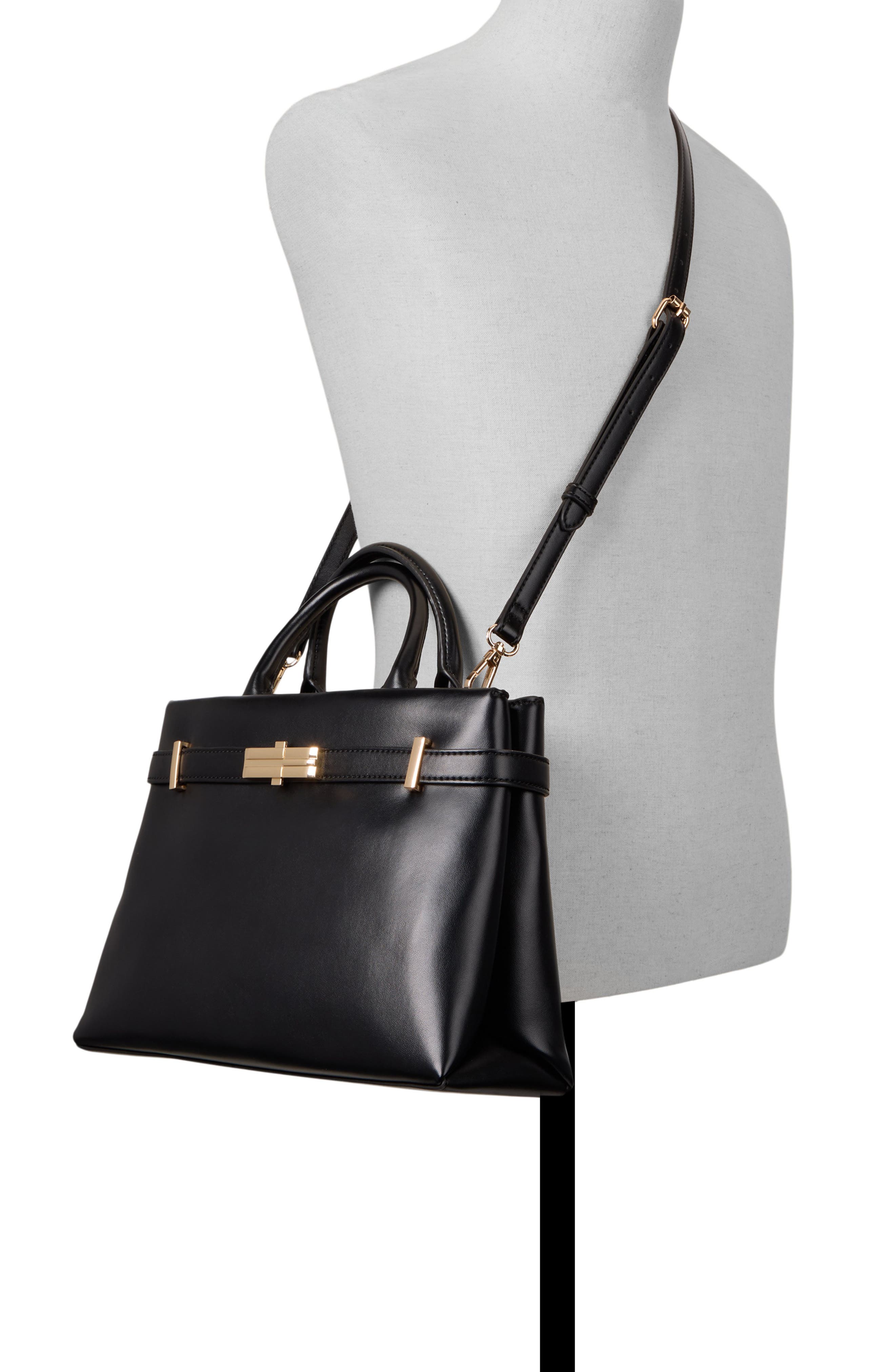 ALDO Alicie Faux Leather Tote, Alternate, color, Black
