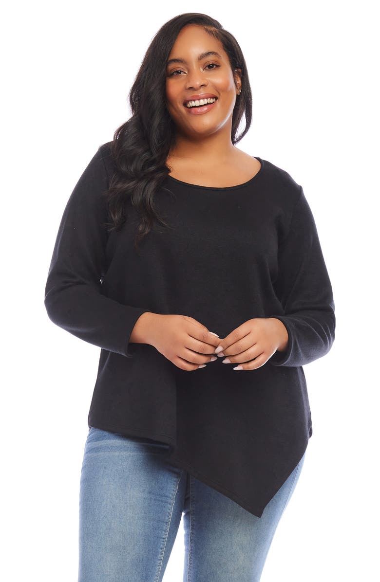 Karen Kane Asymmetric Hem Long Sleeve Top, Alternate, color, 