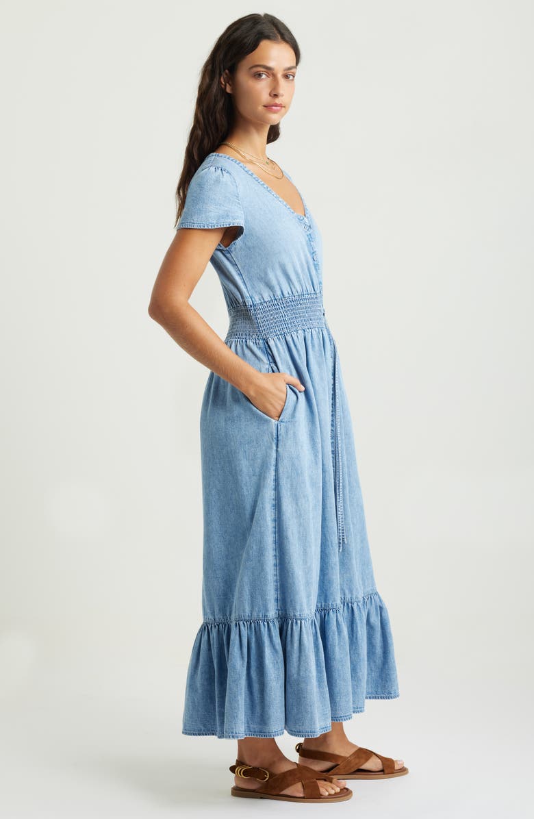 Treasure & Bond Smocked Waist Chambray Maxi Dress, Alternate, color,