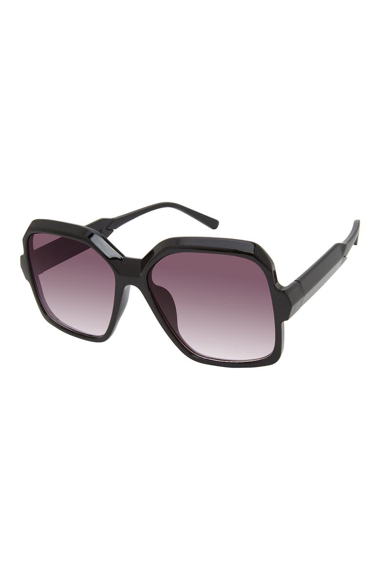 Glam Square Sunglasses, Main, color, BLACK
