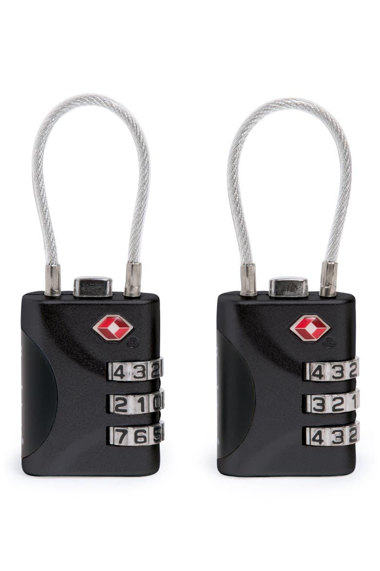 2-Piece 3-Digit Resettable Combination Cable Lock Set, Main, color, BLACK