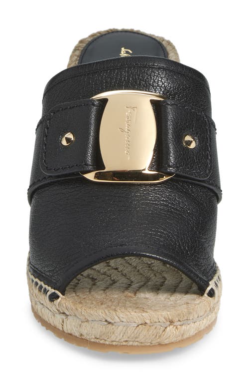 Ferragamo Espadrille Wedge Sandal In Black