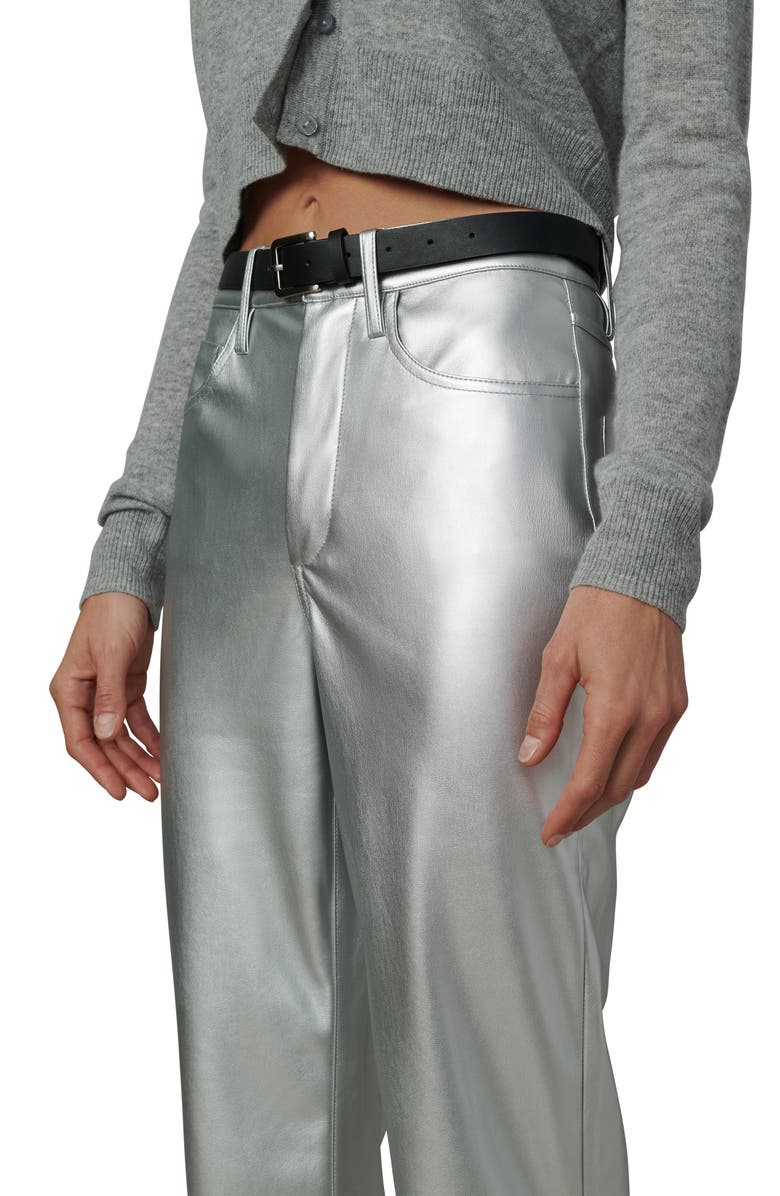 Joe's The Margot High Waist Relaxed Straight Leg Faux Leather Jeans, Alternate, color, Plated Silver