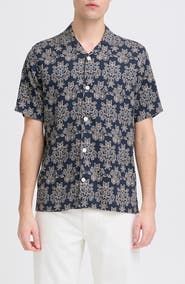 CASUAL FRIDAY Regular Fit Cotton Blend Camp Shirt