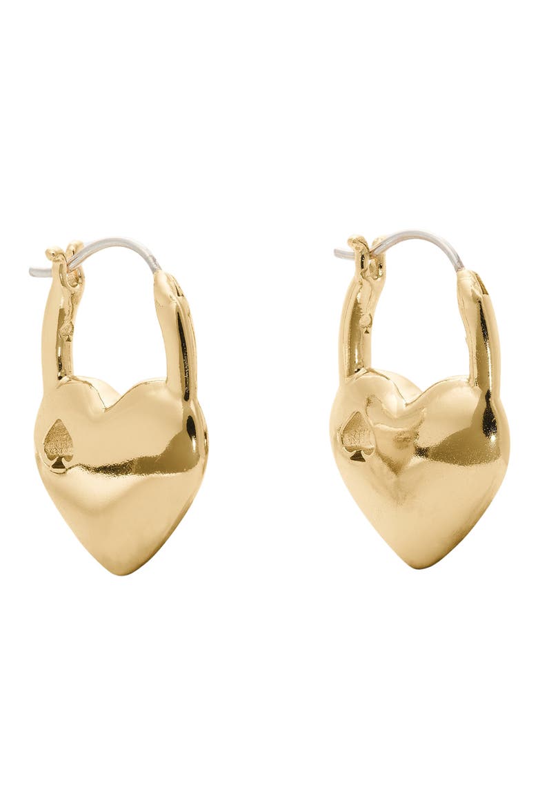 Heart Spade Huggie Hoop Earrings, Main, color, GOLD