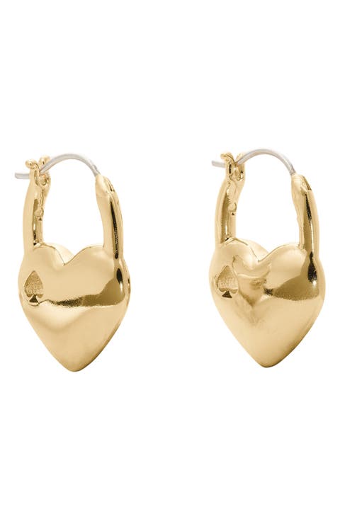 Heart Spade Huggie Hoop Earrings
