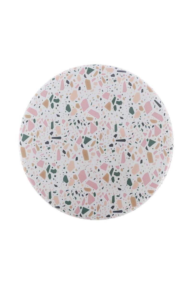 Chiara Traditional Floral Chinoiserie Ceramic Drum Garden Stool, Pierced Indoor/Outdoor Patio Seat & Side Table, Alternate, color, White/Pink
