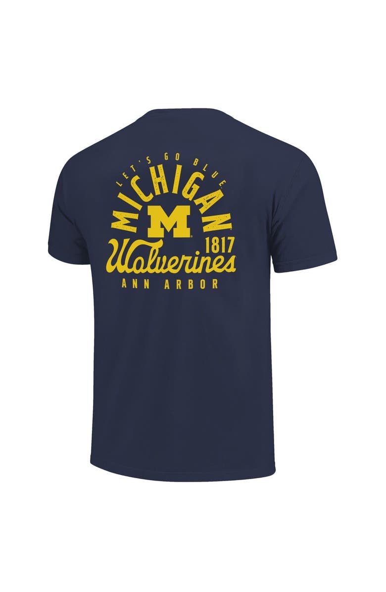 IMAGE ONE Men's Navy Michigan Wolverines Big & Tall Mascot Overlay Essential Pocket T-Shirt, Alternate, color, Navy