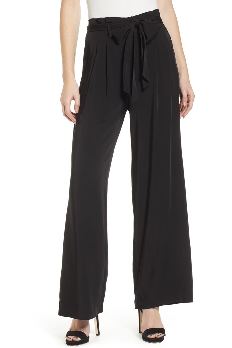 Tie Waist Pants, Main, color, BLACK