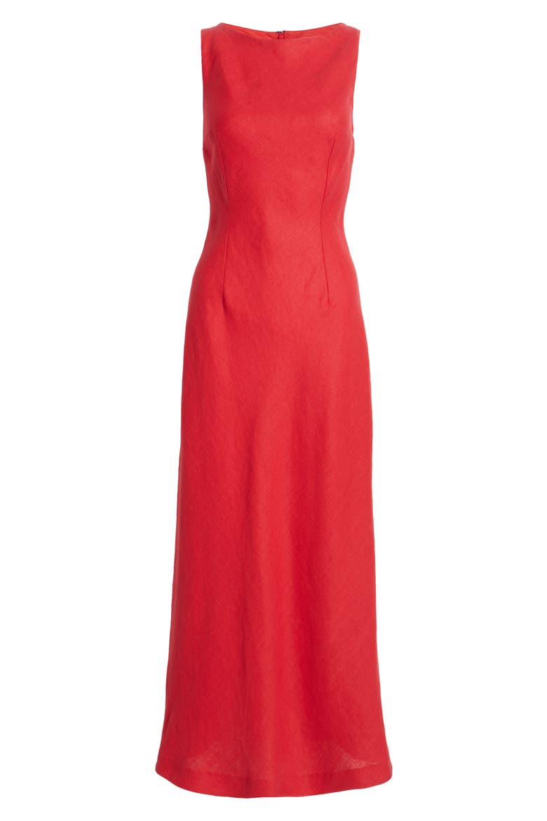 Lydie Linen Maxi Dress, Alternate, color, RED