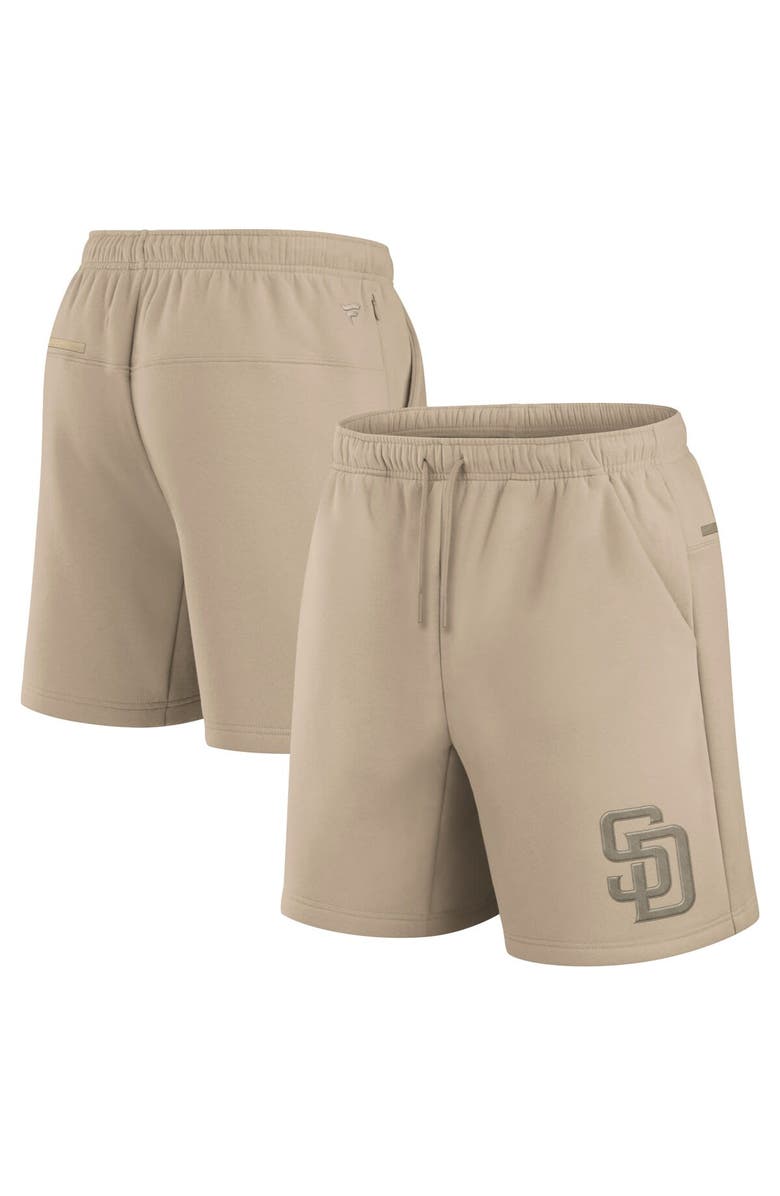 Fanatics Signature Unisex Fanatics Signature Khaki San Diego Padres Elements Super Soft Fleece Shorts, Main, color,