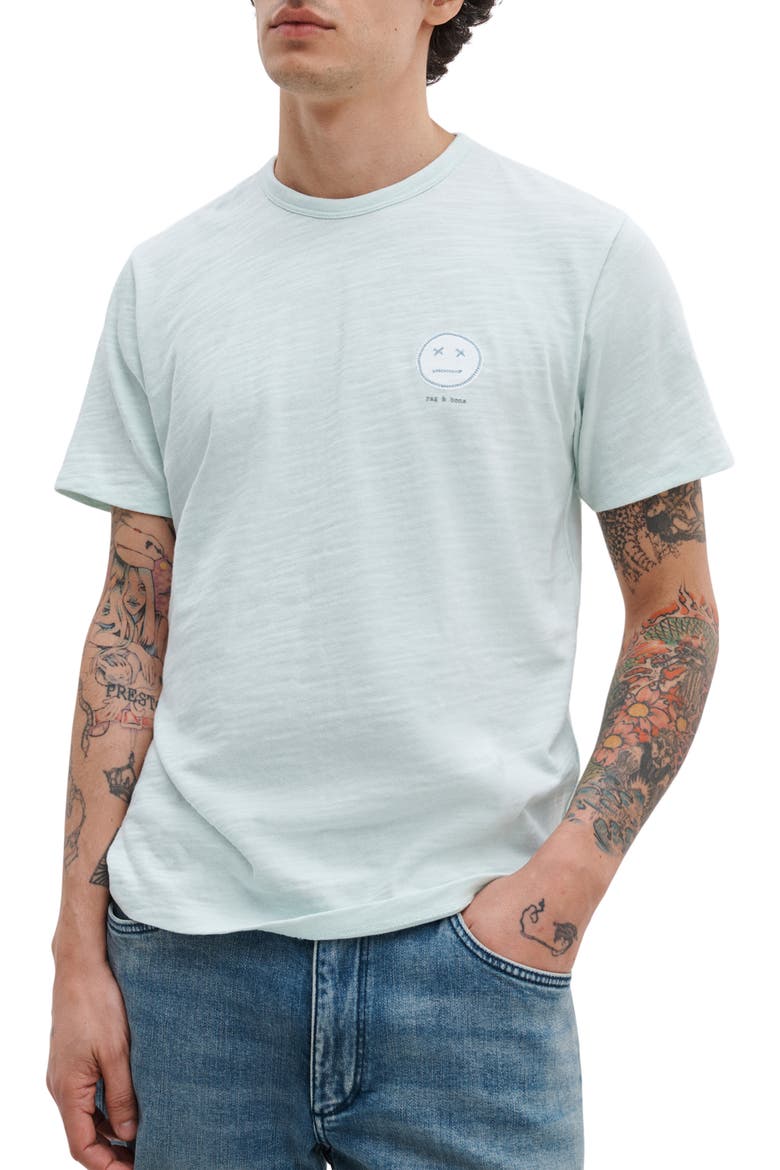 Embroidered Sour Face T-Shirt, Main, color, LTTEAL