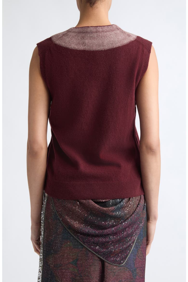 Fuse Trompe L'Oeil Virgin Wool Sweater Vest, Alternate, color, BORDEAUX/ ECRU