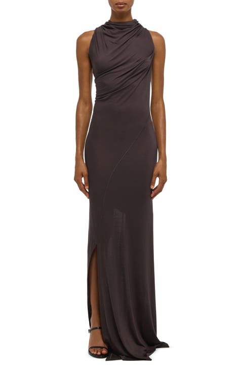 Wind Ruched Jersey Maxi Dress